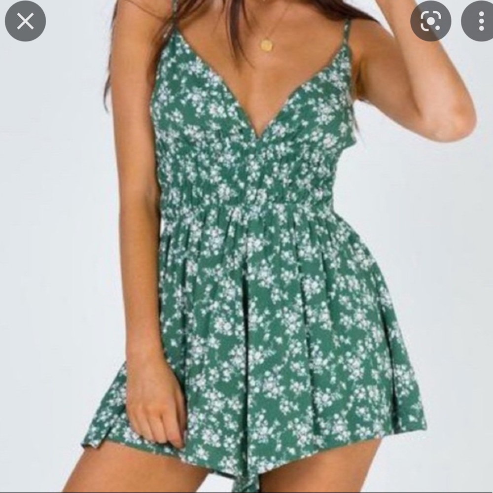 Princess Polly green and white floral romper